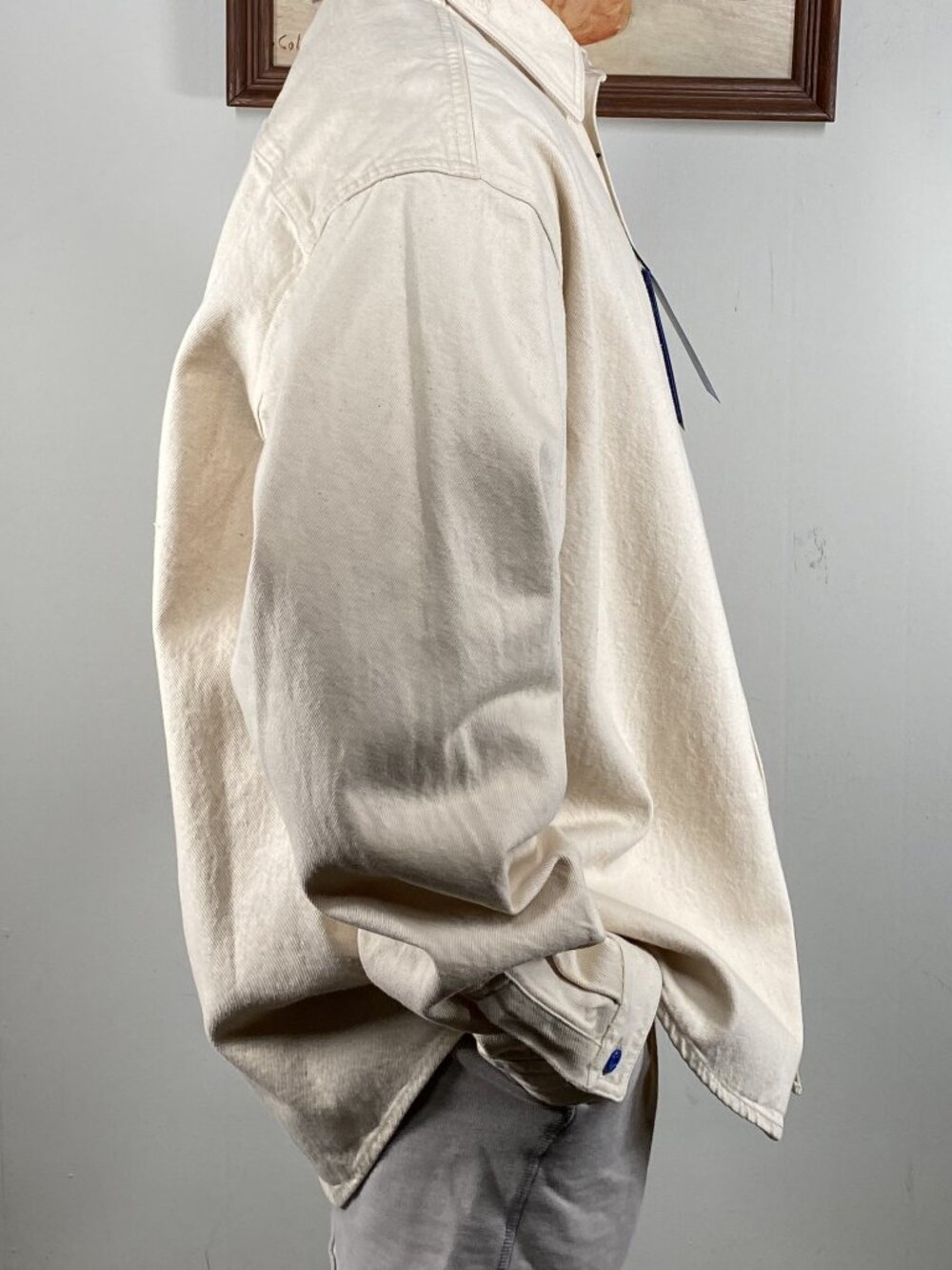 Hugo Boss Ebino Heavyweight Denim Shirt Jacket Men's XL Light Beige NWT - Picture 2 of 16